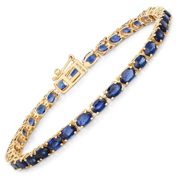 7.48 ct Genuine Blue Sapphire 14K Yellow Gold Bracelet